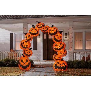 NIB 8. 5 Ft tall Pumpkin Arch with warm white LED lights Halloween Decoration